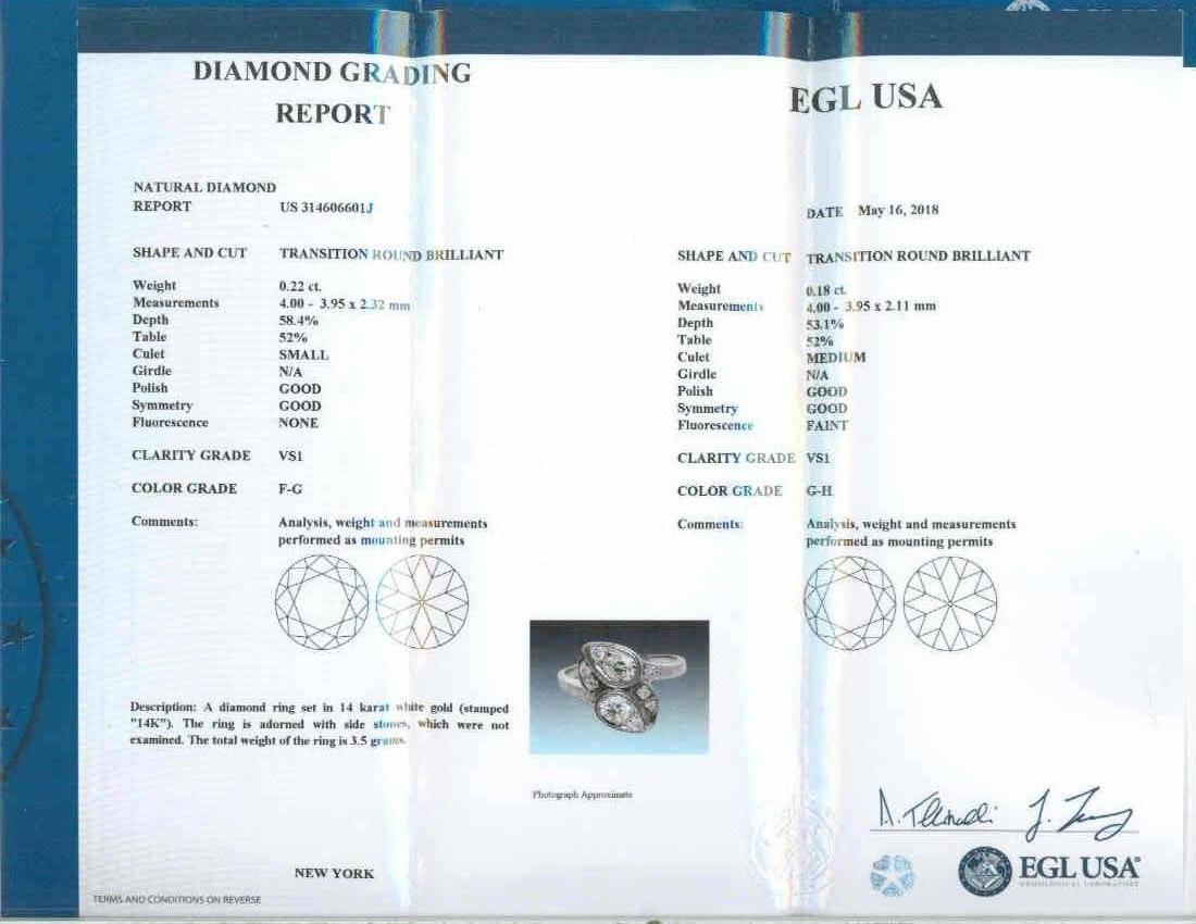 Round Cut EGL Certified .51 Carat Diamond Bypass White Gold Ring