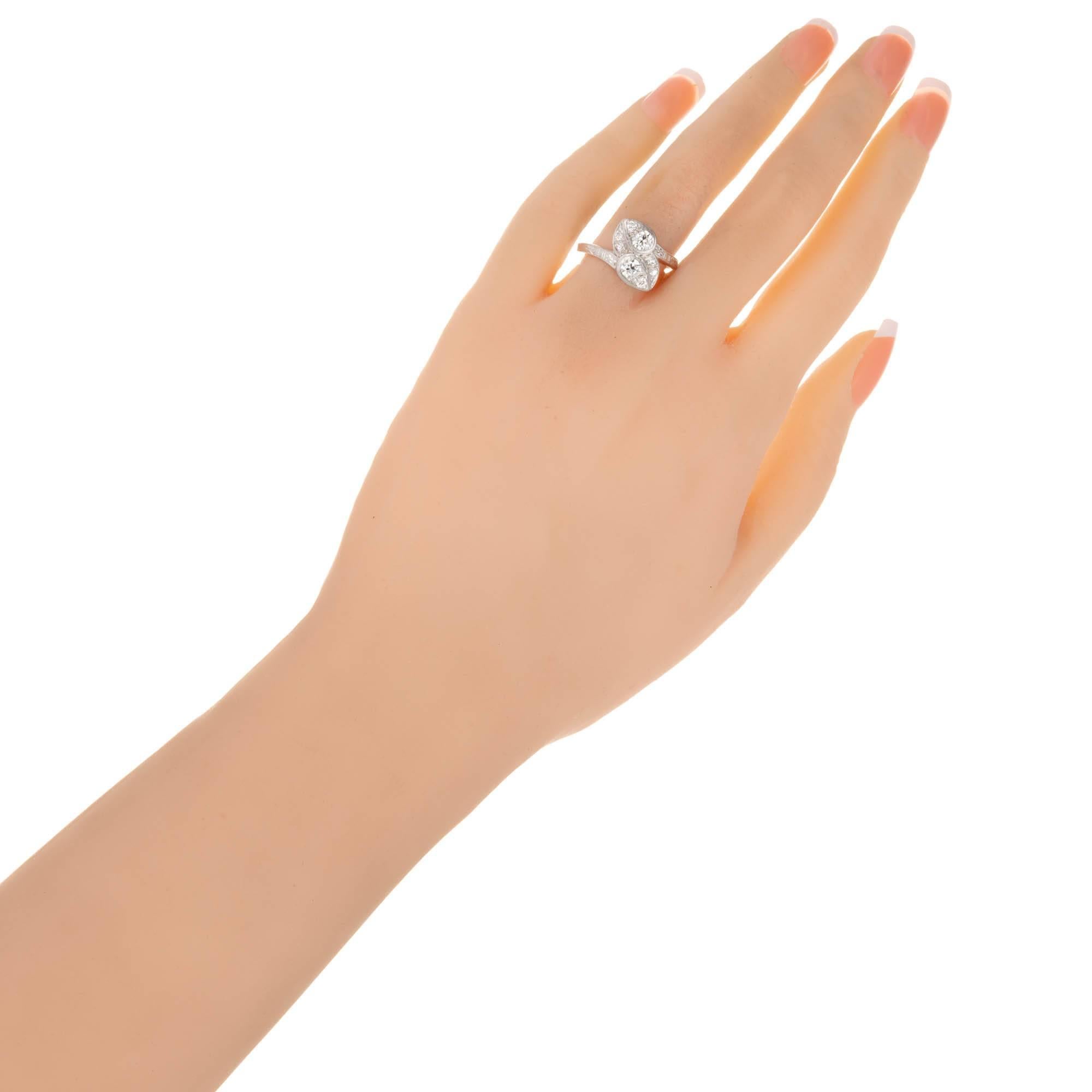 EGL Certified .51 Carat Diamond Bypass White Gold Ring 1