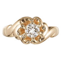 EGL Certified .51 Carat Diamond Yellow Gold Swirl Ring