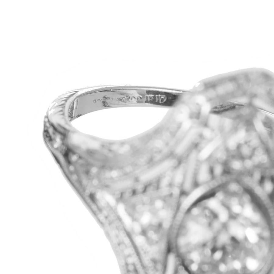 Anello da cocktail in platino con diamante antico europeo certificato EGL da 0,51 carati in vendita 2