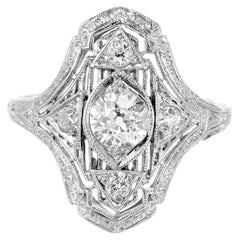 EGL zertifiziert .51 Karat Edwardian Old European Diamond Platin Cocktail Ring