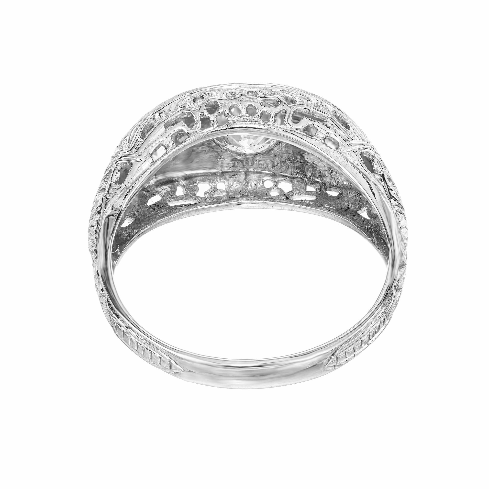 EGL Certified .52 Carat Diamond White Gold Three-Stone Engagement Ring  For Sale 1