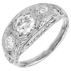 EGL Certified .52 Carat Diamond White Gold Three-Stone Engagement Ring 