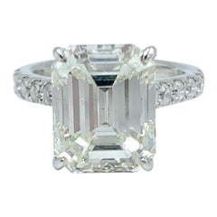 EGL Certified 5.21 Carat Emerald Cut Diamond Ring