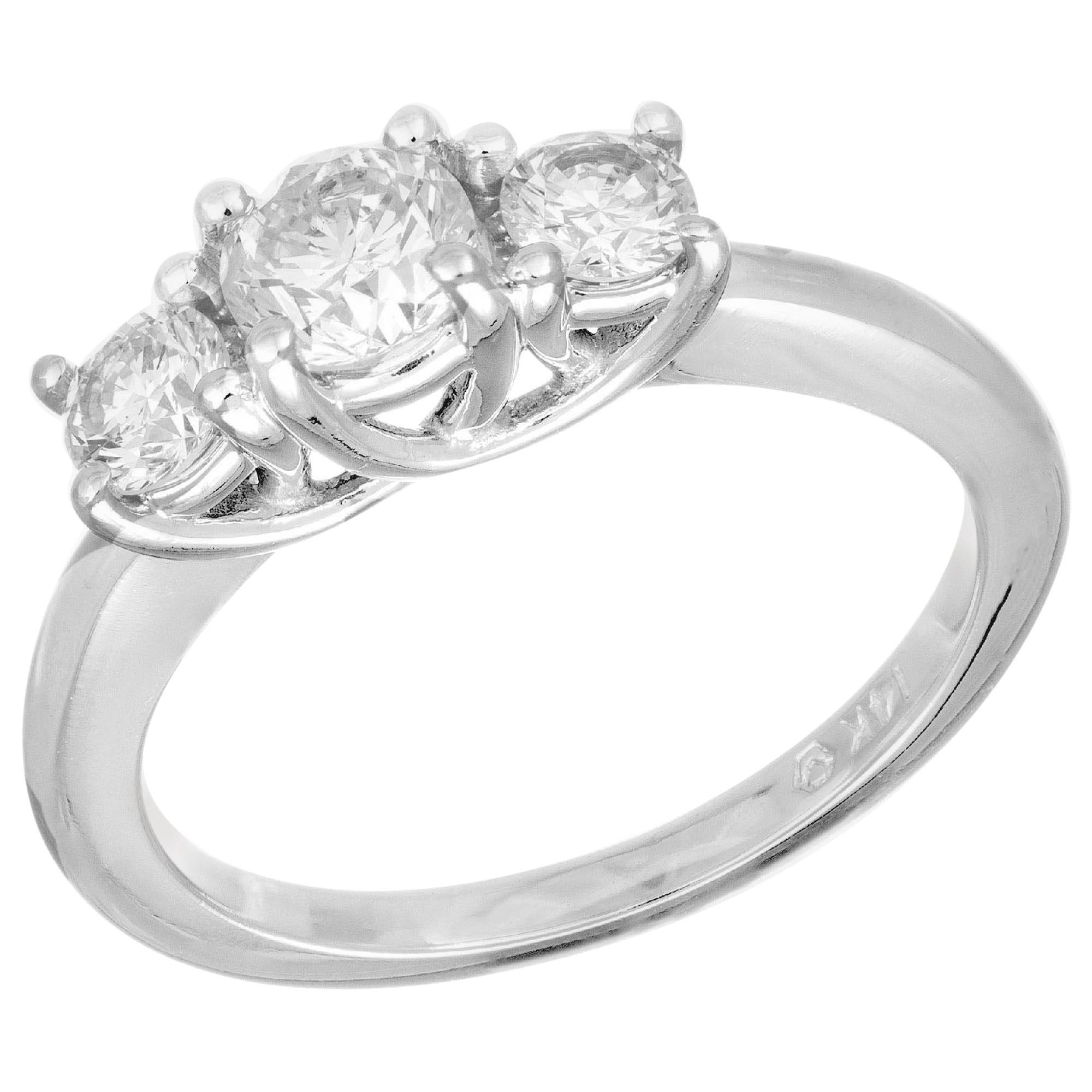 EGL Certified .54 Carat Diamond White Gold Three-Stone Engagement Ring