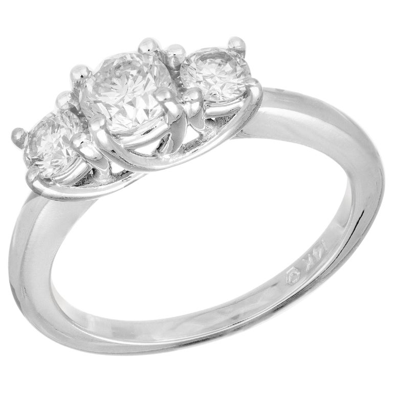 EGL Certified .54 Carat Diamond White Gold ThreeStone Engagement Ring