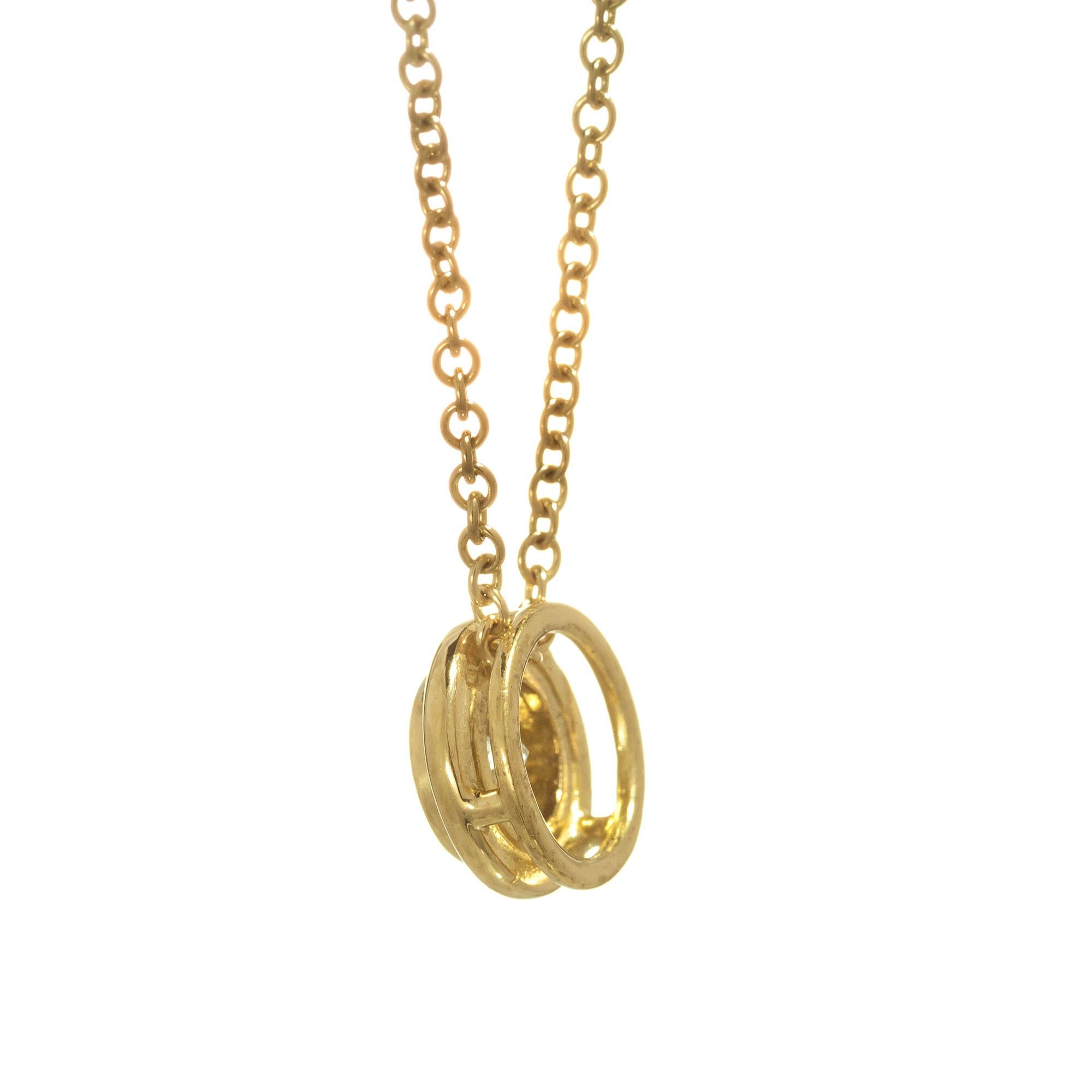 EGL Certified .55 Carat 18 Karat Yellow Gold Slide Pendant Necklace In Excellent Condition In Stamford, CT