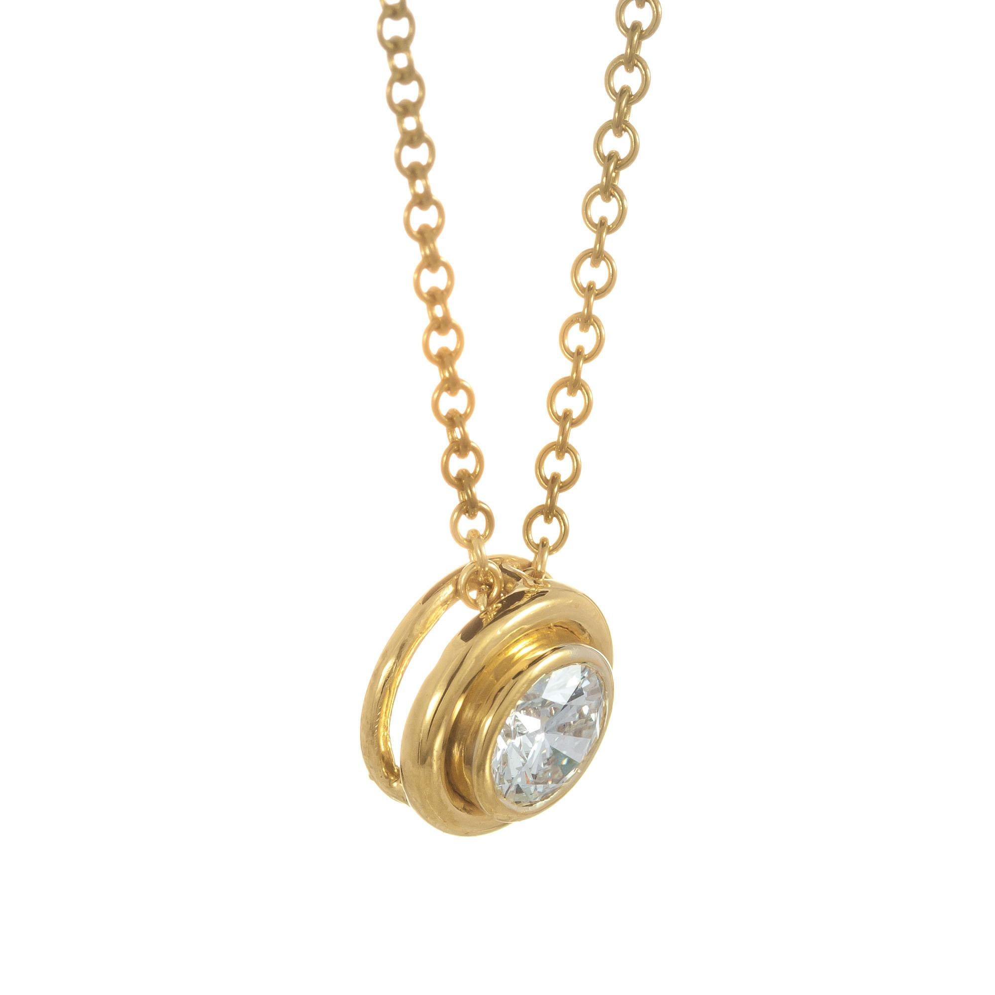 Women's EGL Certified .55 Carat 18 Karat Yellow Gold Slide Pendant Necklace