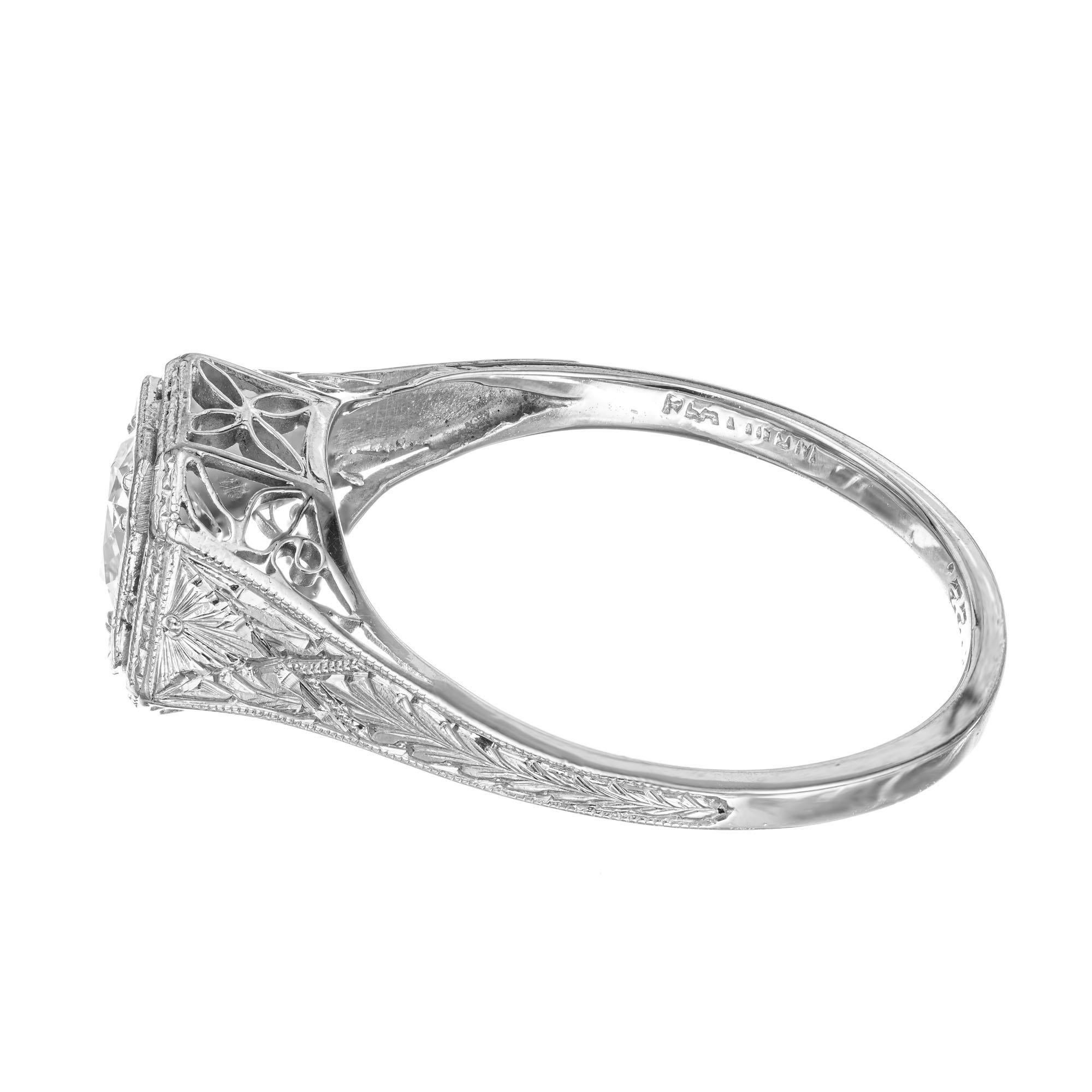 EGL-zertifizierter .55 Karat Diamant Edwardian Platin Verlobungsring Damen im Angebot