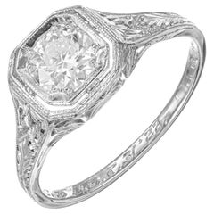 EGL Certified .55 Carat Diamond Edwardian Platinum Engagement Ring