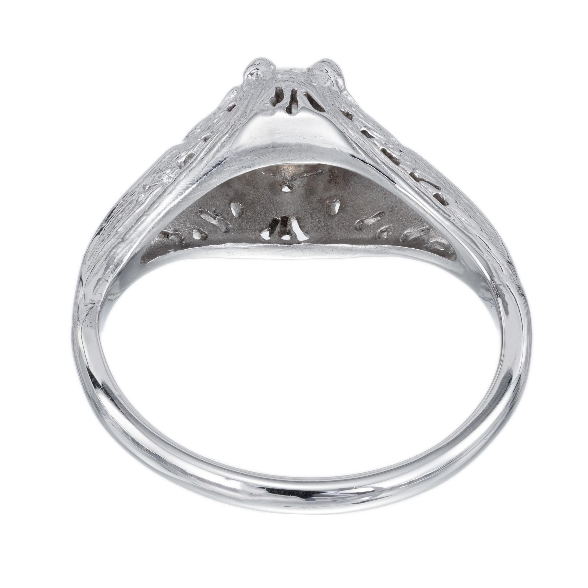 Old Mine Cut EGL Certified .55 Carat Diamond White Gold Engagement Ring For Sale