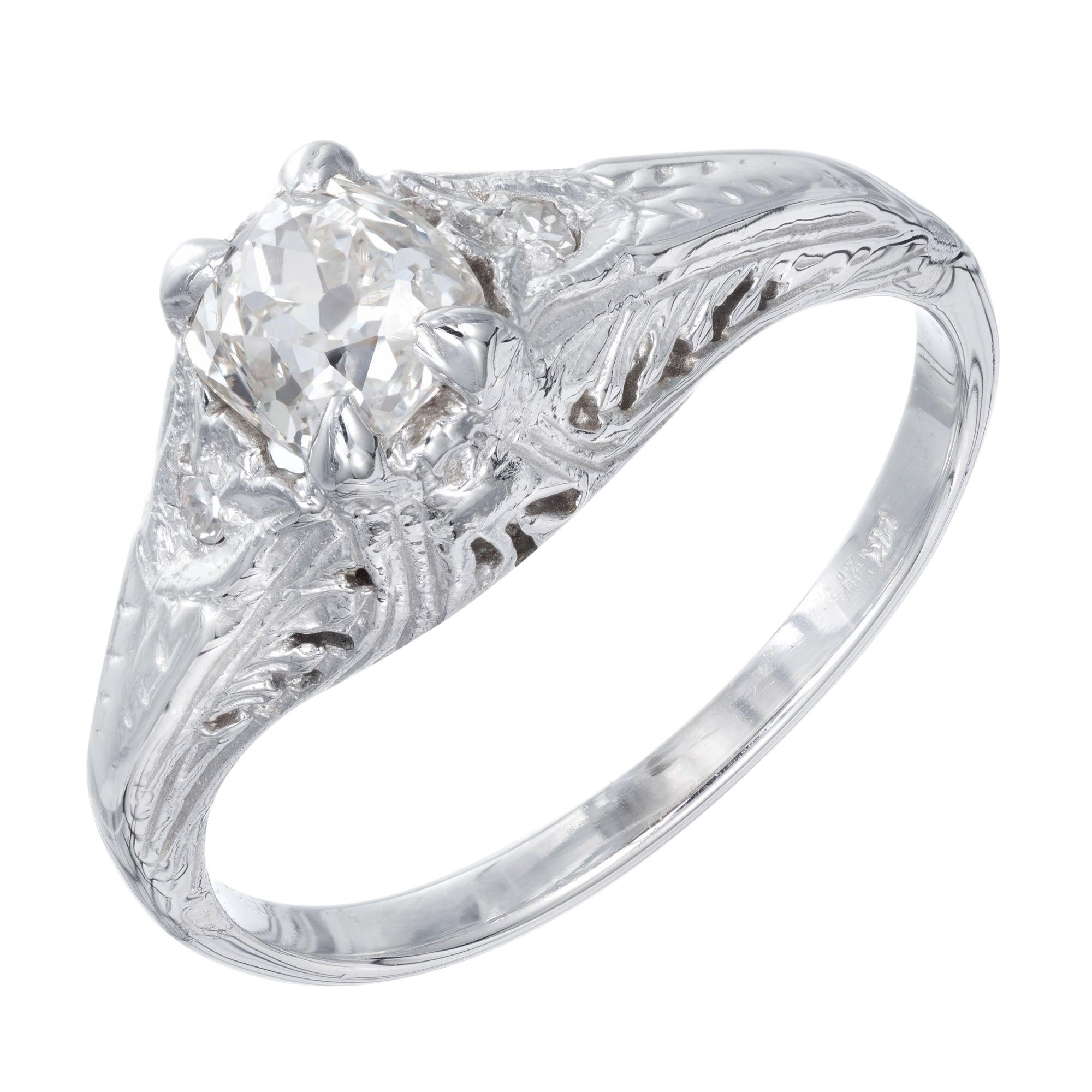 EGL Certified .55 Carat Diamond White Gold Engagement Ring For Sale