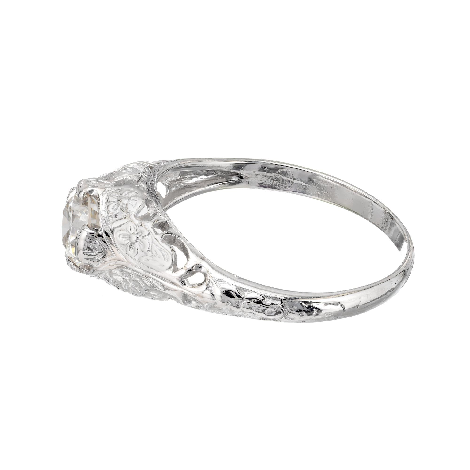 Round Cut EGL Certified .56 Carat Diamond Platinum Engagement Ring For Sale
