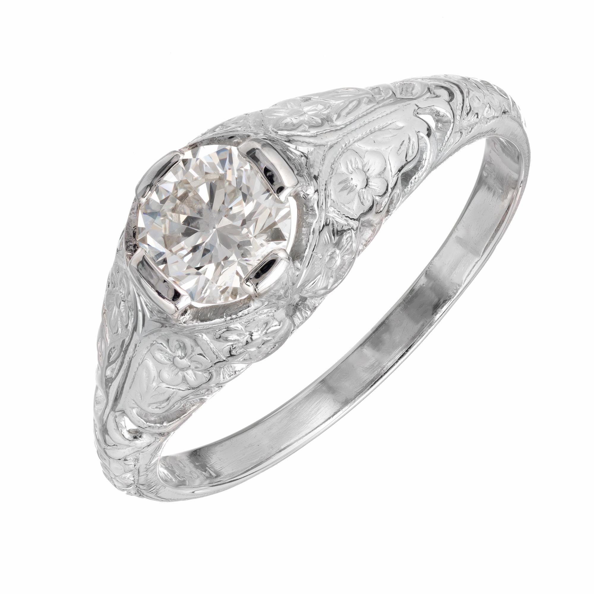 Bague de fiançailles en platine avec diamants de 0,56 carat certifiés EGL