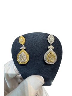 Pendiente colgante de diamante blanco y amarillo talla múltiple certificado EGL de 5,68 quilates