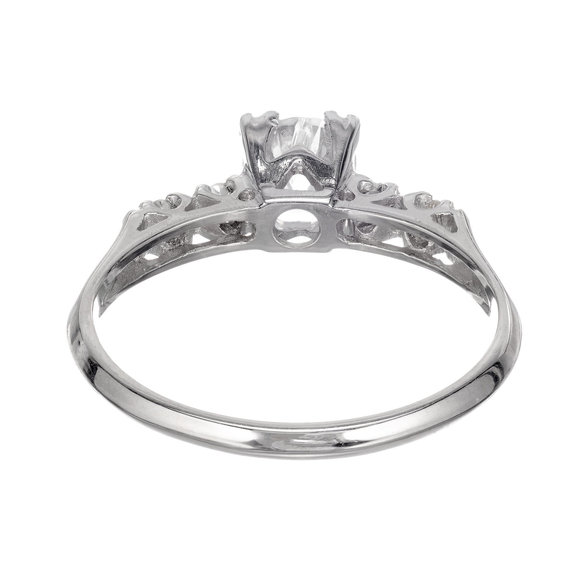 Round Cut EGL Certified .57 Carat Diamond Platinum Engagement Ring For Sale