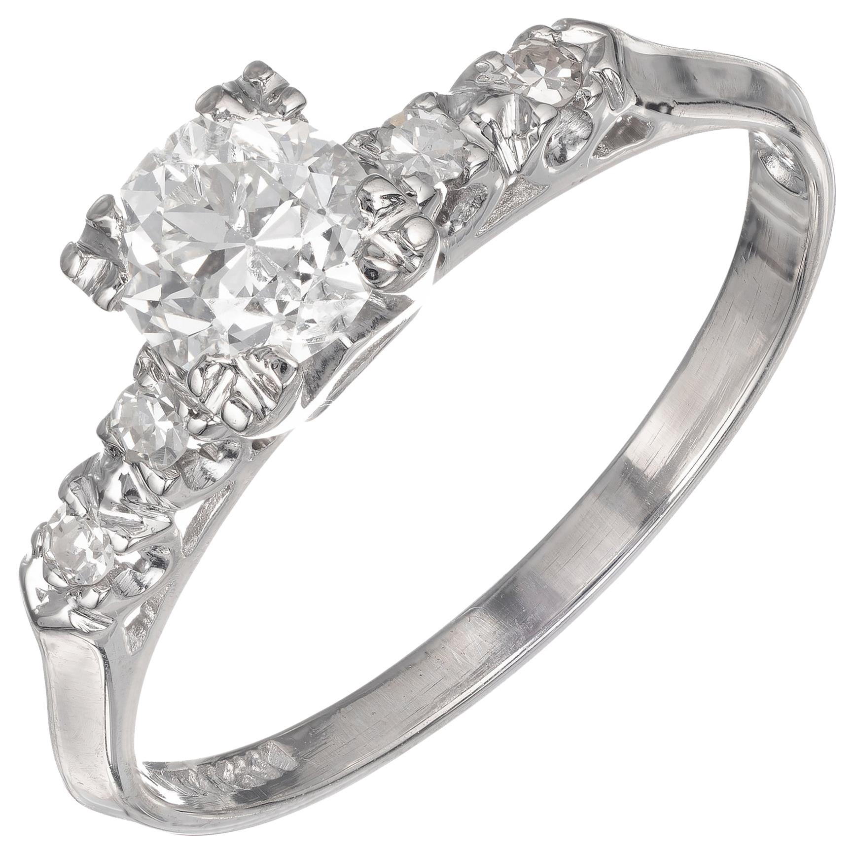 EGL Certified .57 Carat Diamond Platinum Engagement Ring For Sale