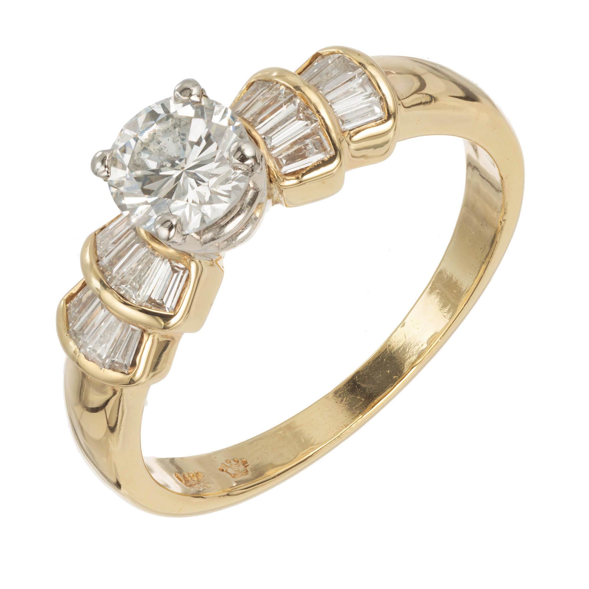 EGL Certified .57 Carat Diamond Yellow Gold Engagement Ring For Sale
