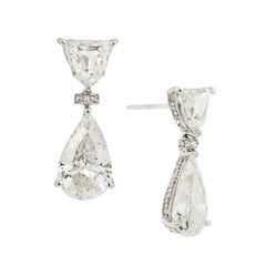 EGL Certified 5.99 Carat Pear and Shield Diamond Drop Earrings in Platinum