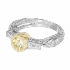 EGL Certified .60 Carat Fancy Yellow Diamond Gold Engagement Ring