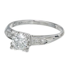 EGL Certified .61 Carat Round Diamond Platinum Three-Stone Engagement Ring