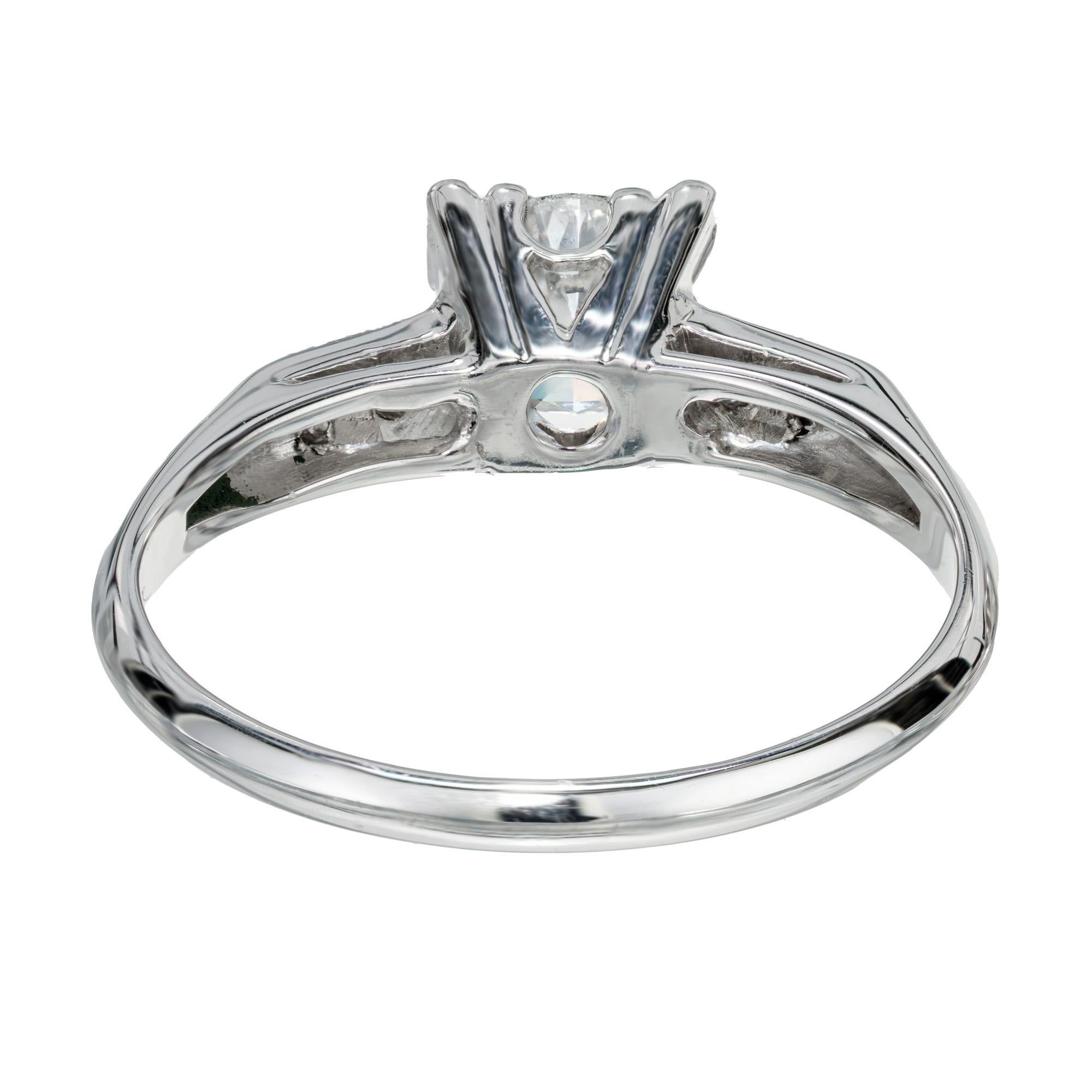 EGL Certified .61 Carat Round Diamond Platinum Three-Stone Engagement Ring  In Good Condition For Sale In Stamford, CT