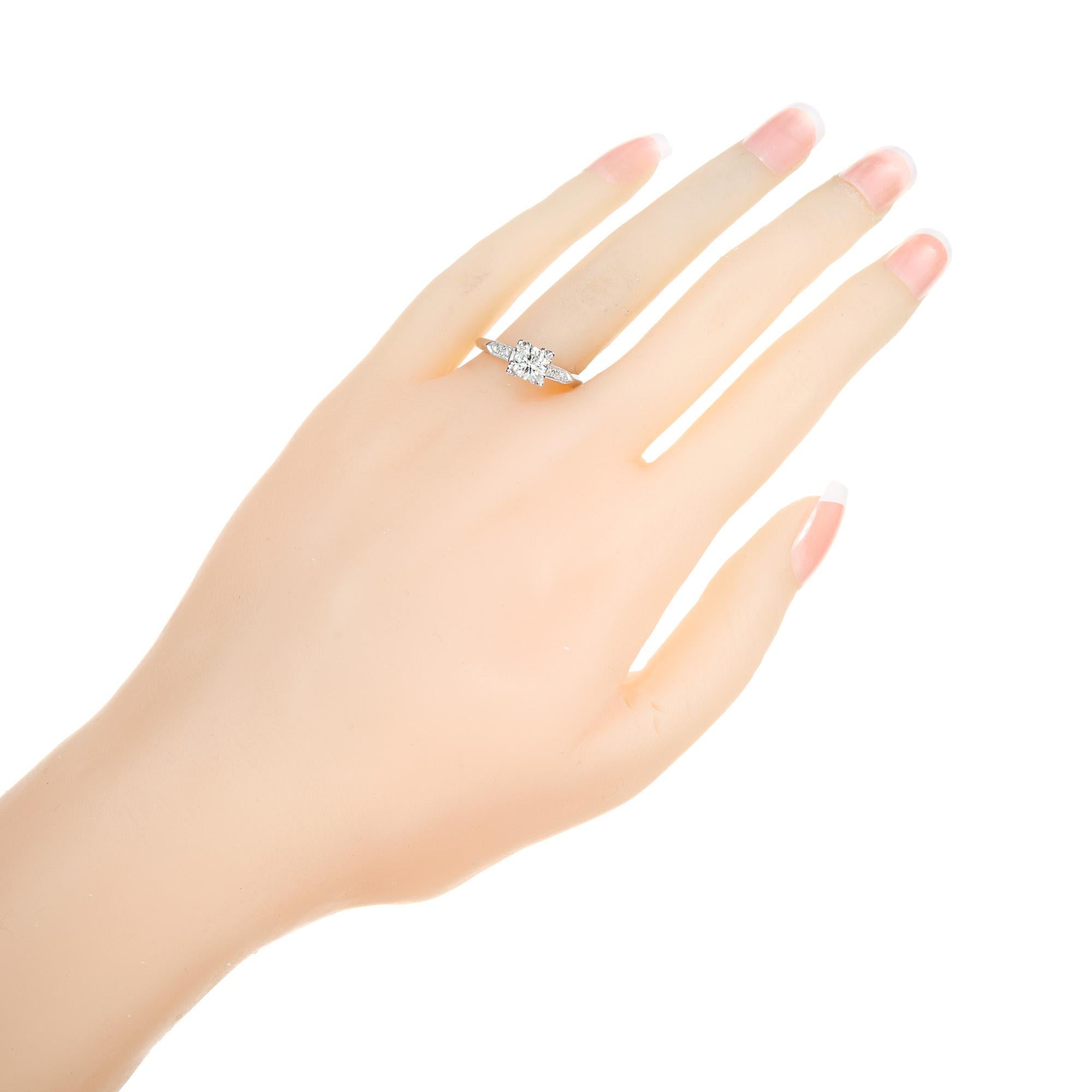 EGL Certified .61 Carat Round Diamond Platinum Three-Stone Engagement Ring  For Sale 1