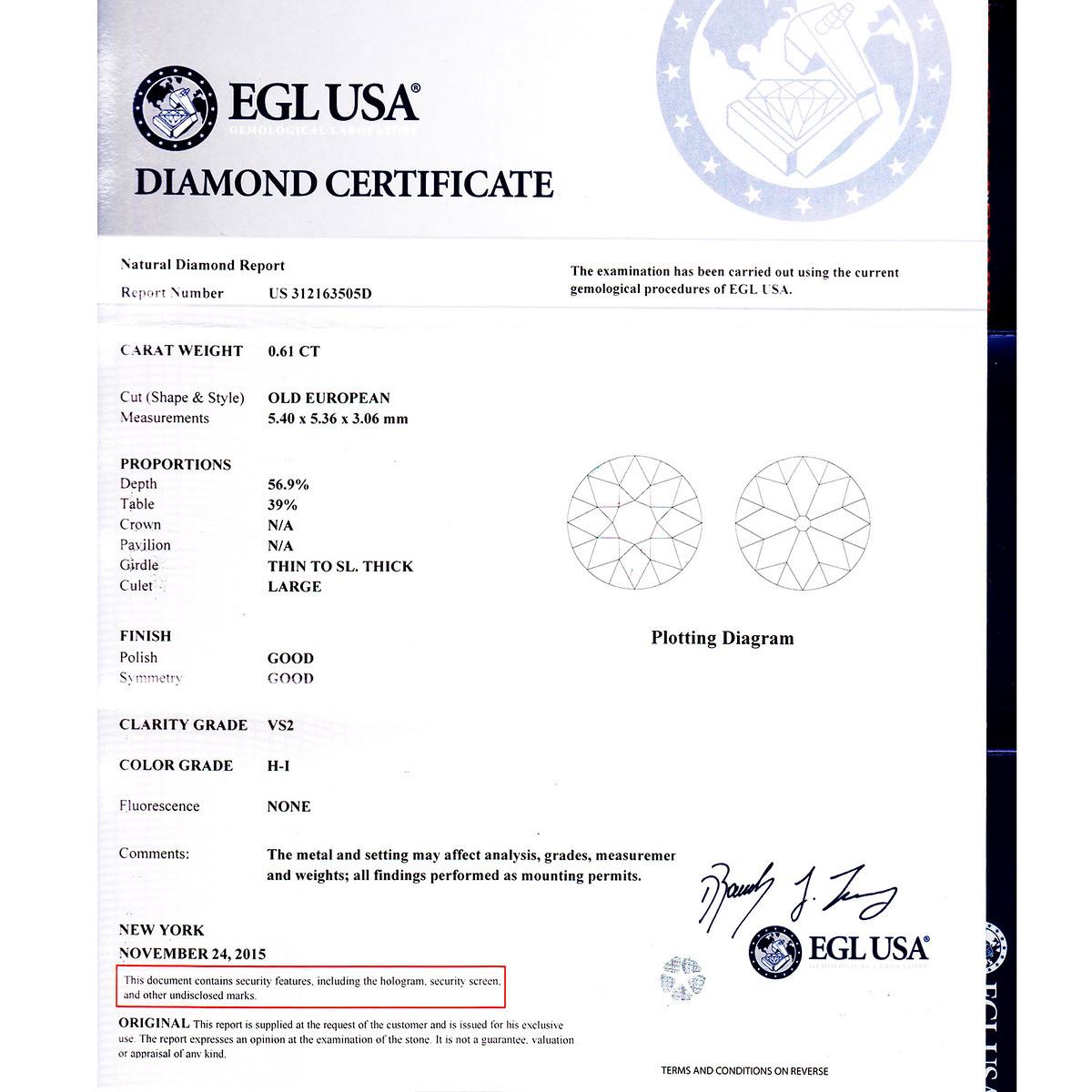 EGL Certified .61 Diamond Sapphire Platinum Art Deco Dome Engagement Ring 1