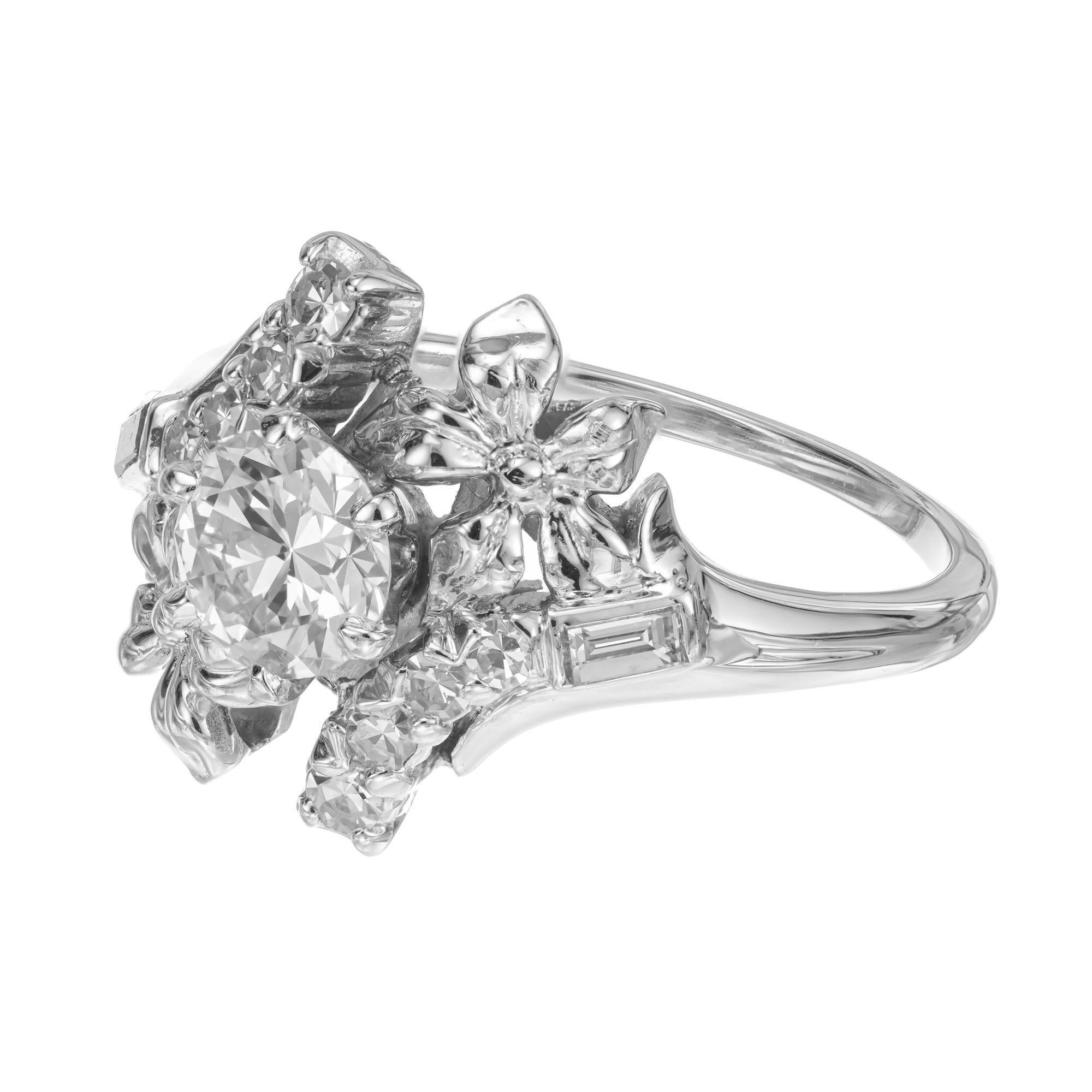 Round Cut EGL Certified .63 Carat Diamond Platinum Engagement Ring For Sale