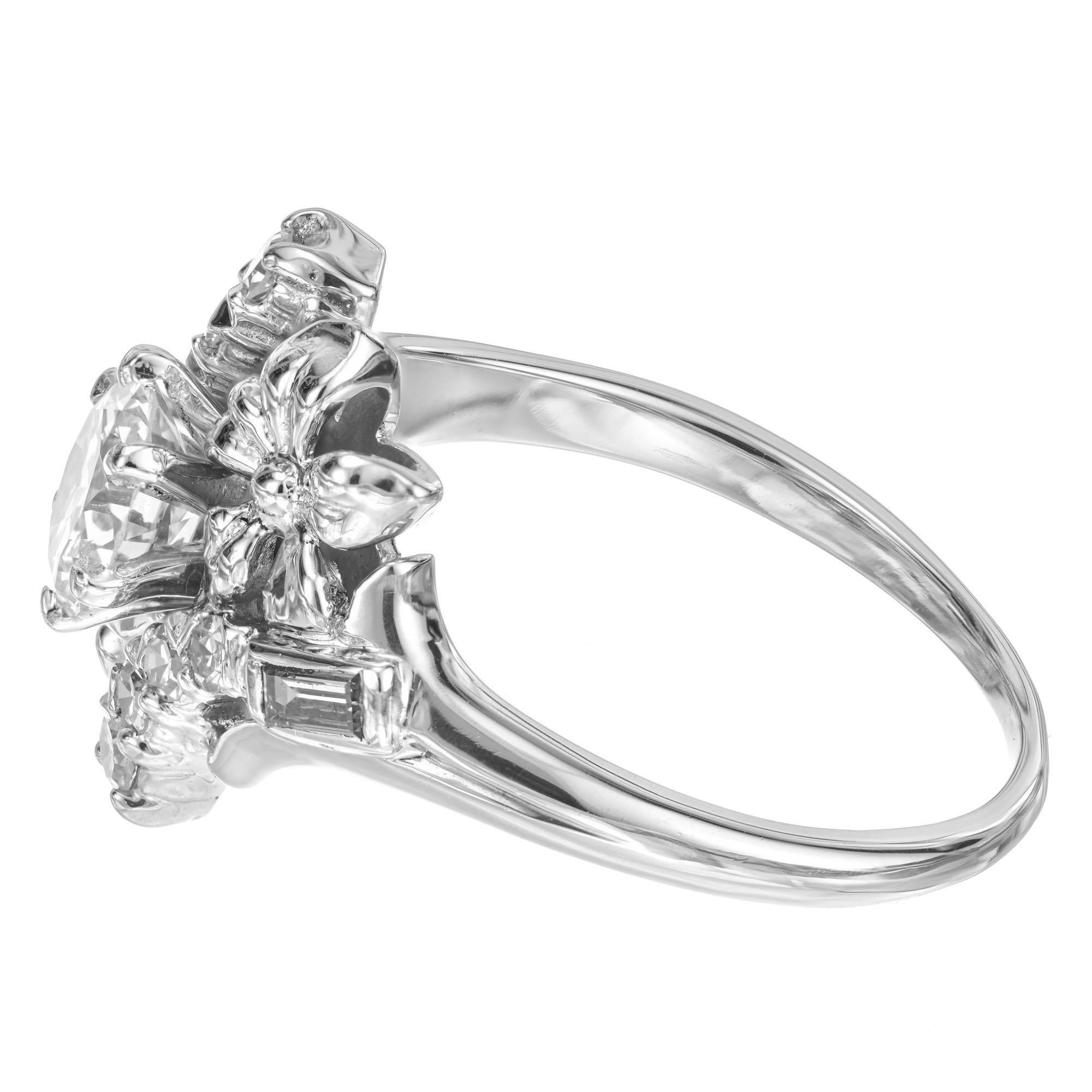Women's EGL Certified .63 Carat Diamond Platinum Engagement Ring For Sale