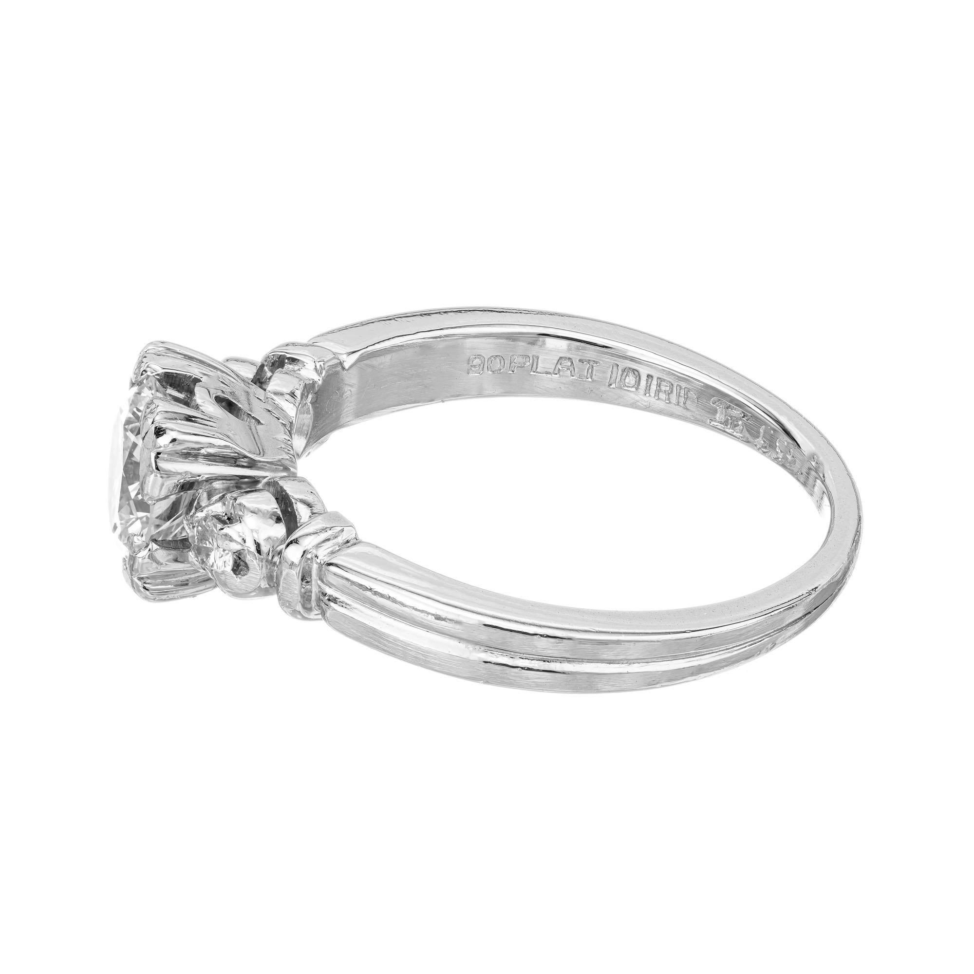 Women's EGL Certified .63 Carat Diamond Platinum Three-Stone Engagement Ring For Sale