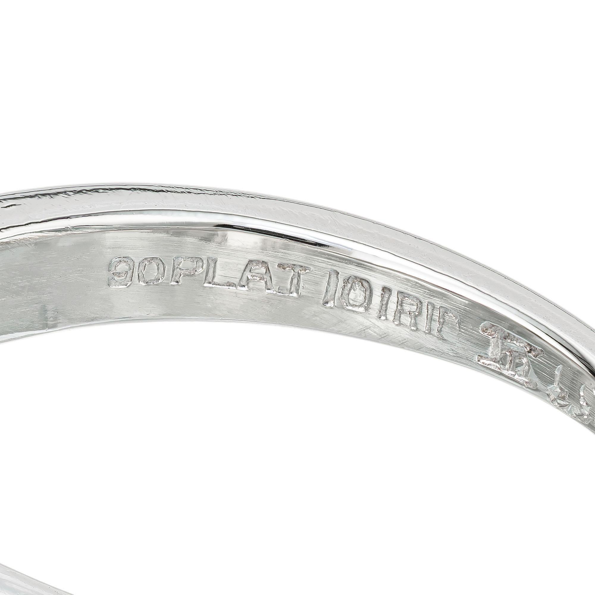 EGL Certified .63 Carat Diamond Platinum Three-Stone Engagement Ring For Sale 2