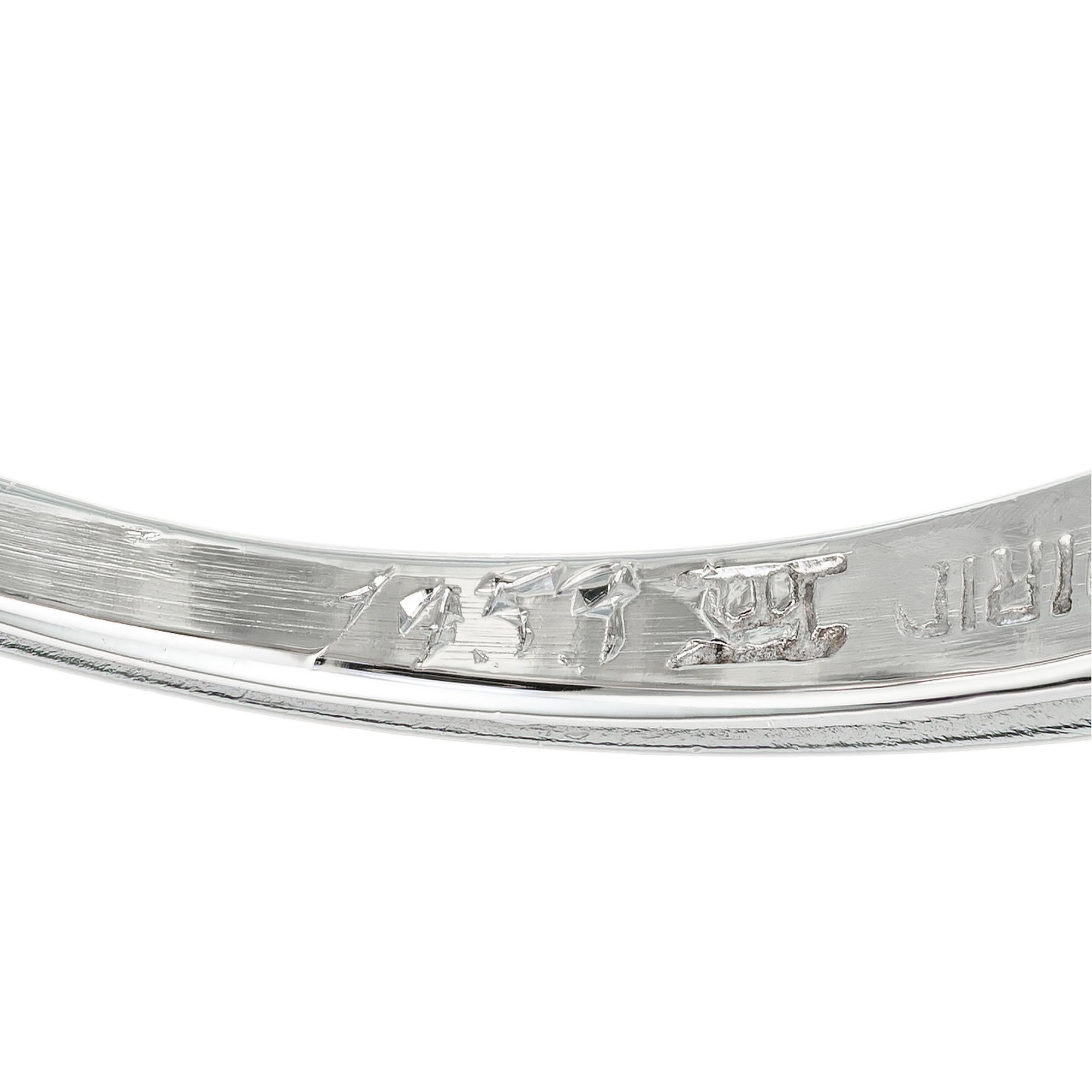 EGL Certified .63 Carat Diamond Platinum Three-Stone Engagement Ring For Sale 3
