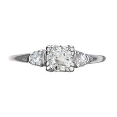 EGL Certified .64 Carat Diamond White Gold Three-Stone Engagement Ring