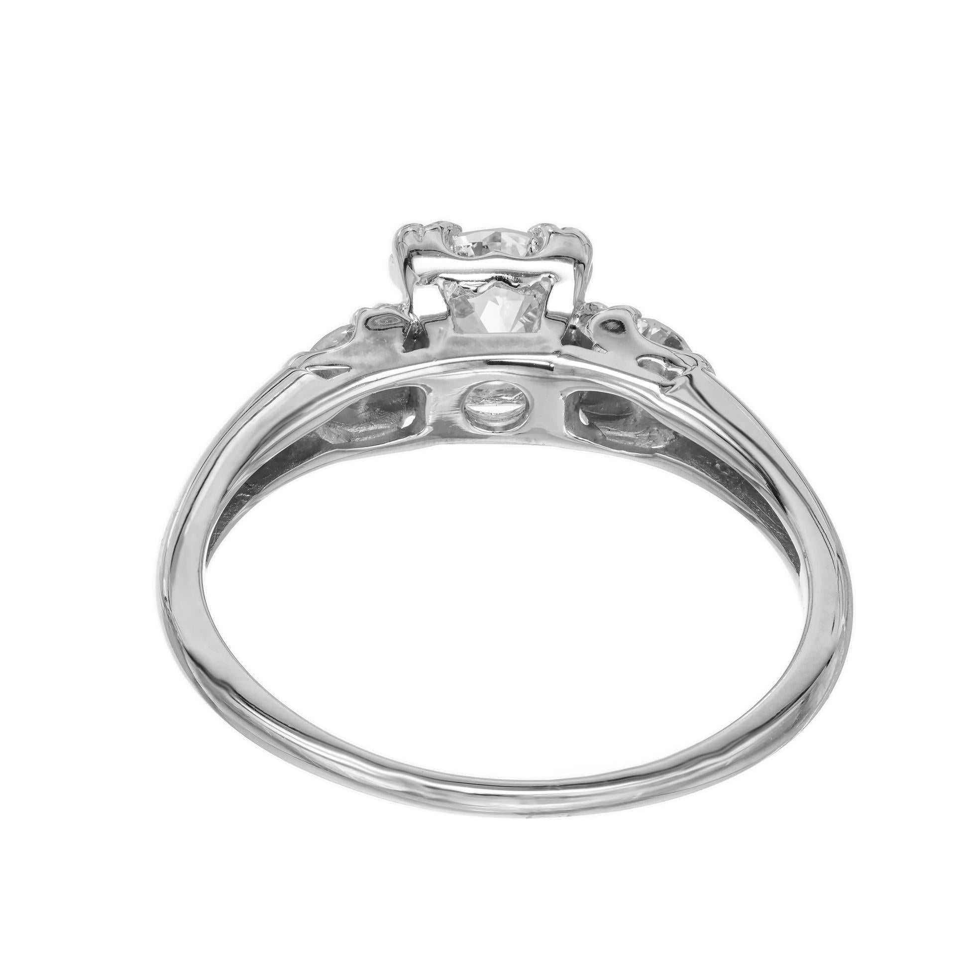 Women's EGL Certified .64 Carat Diamond White Gold Three-Stone Engagement Ring For Sale