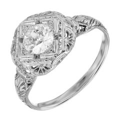 EGL-zertifiziert .65 Karat Old European Cut Diamant Gold Filigree Verlobungsring