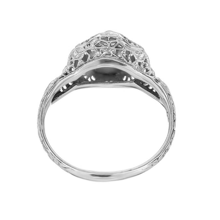 Bague de fiançailles filigrane en or avec diamant taille vieille Europe de 0,65 carat certifié EGL en vente 2