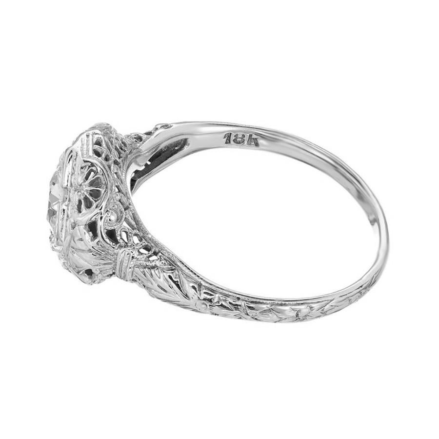 Bague de fiançailles filigrane en or avec diamant taille vieille Europe de 0,65 carat certifié EGL en vente 3