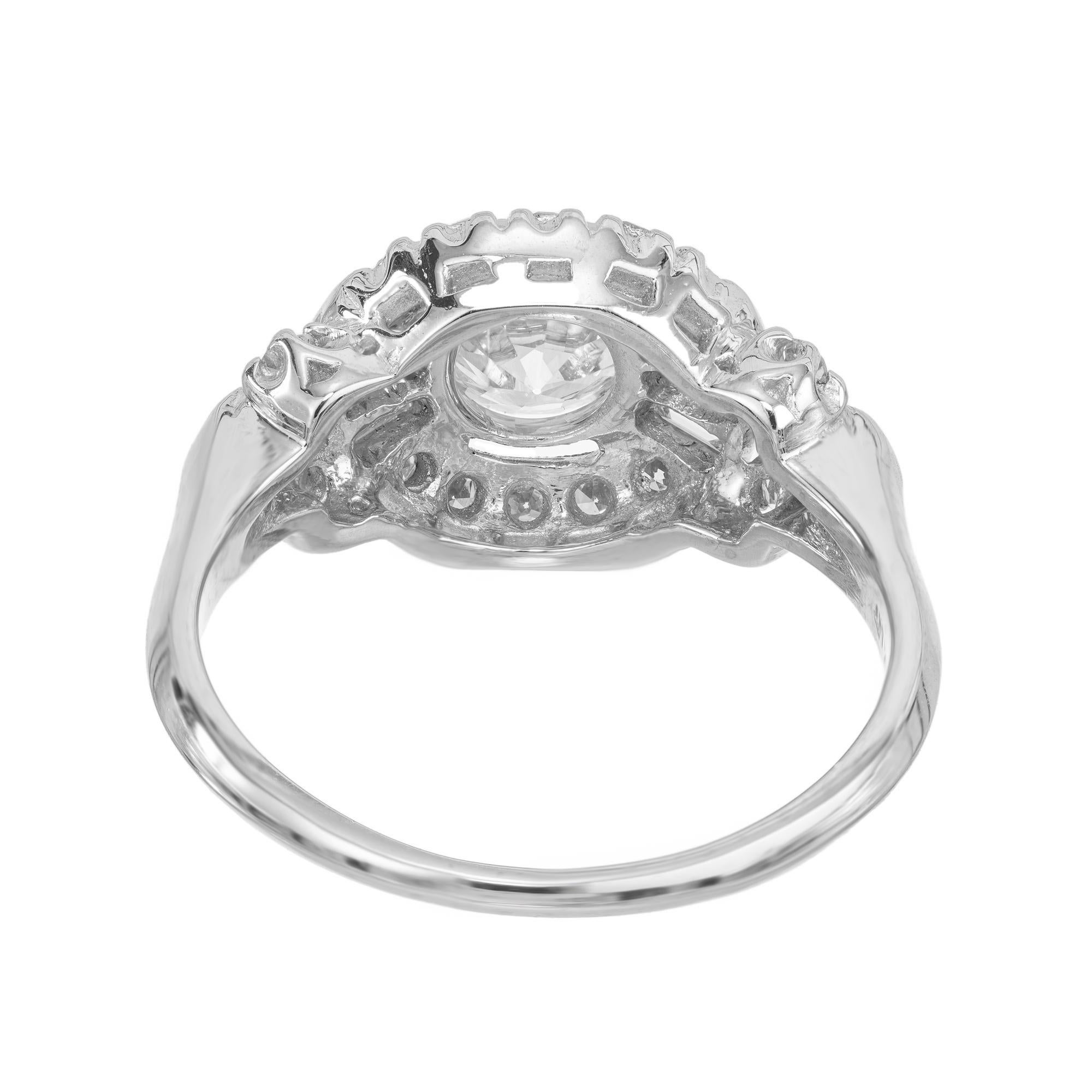 EGL Certified .65 Carat Old European Diamond Platinum Engagement Ring For Sale 1