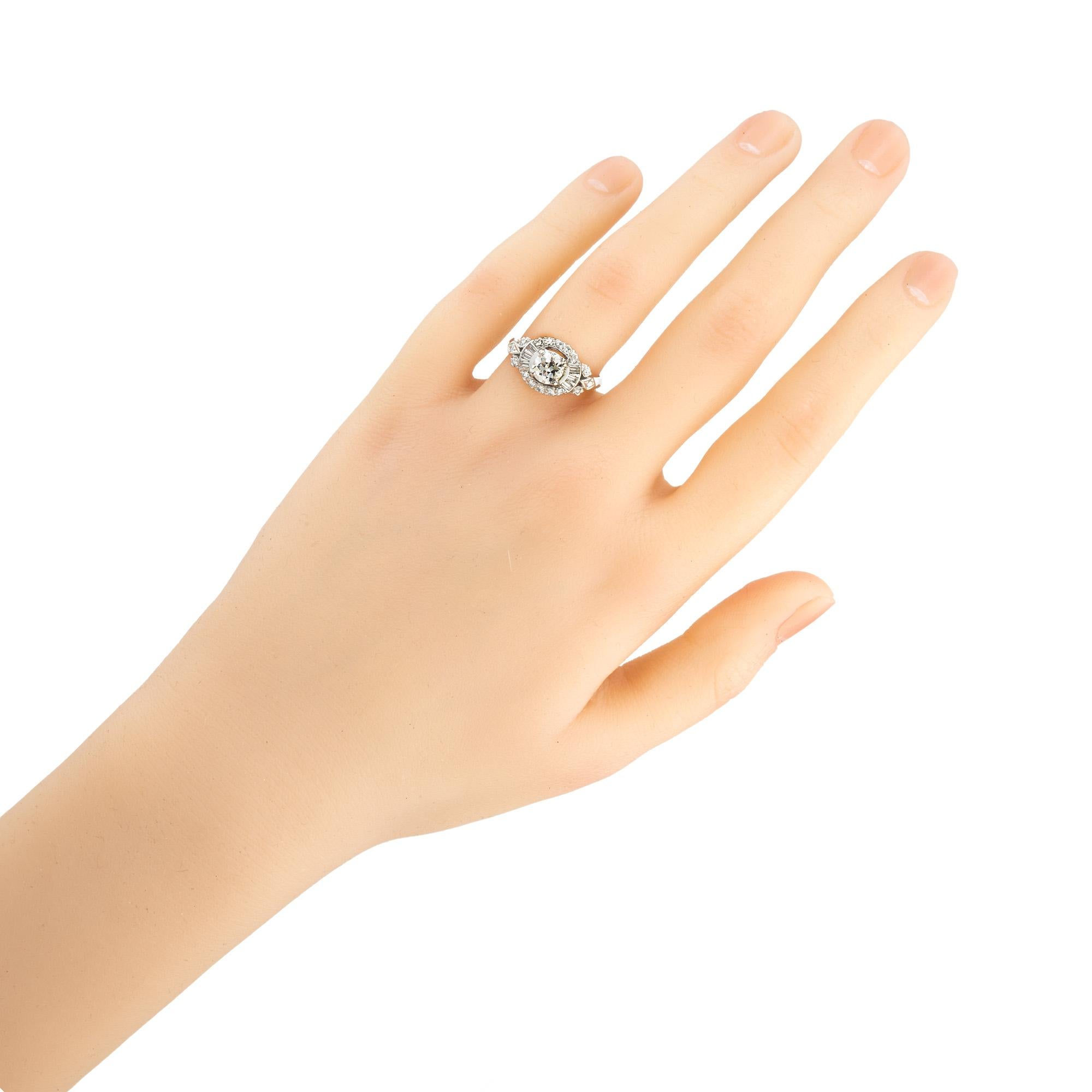 EGL Certified .65 Carat Old European Diamond Platinum Engagement Ring For Sale 3