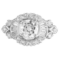 Anello di fidanzamento in platino con diamante europeo antico certificato EGL da 0,65 carati