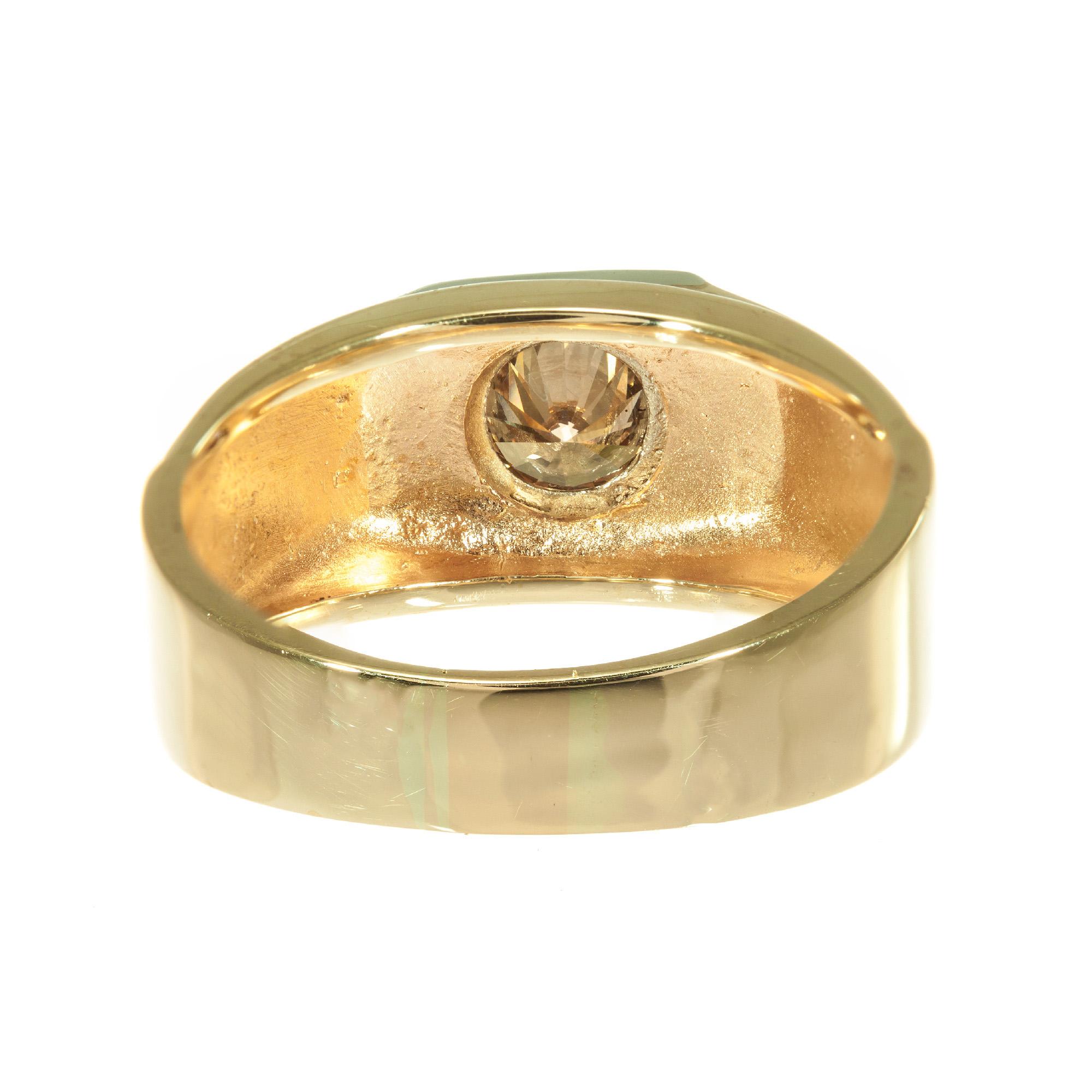 EGL Certified .65 Carat Orange Brown Diamond Yellow Gold Unisex Band Ring In Excellent Condition For Sale In Stamford, CT