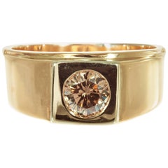 EGL Certified .65 Carat Orange Brown Diamond Yellow Gold Unisex Band Ring