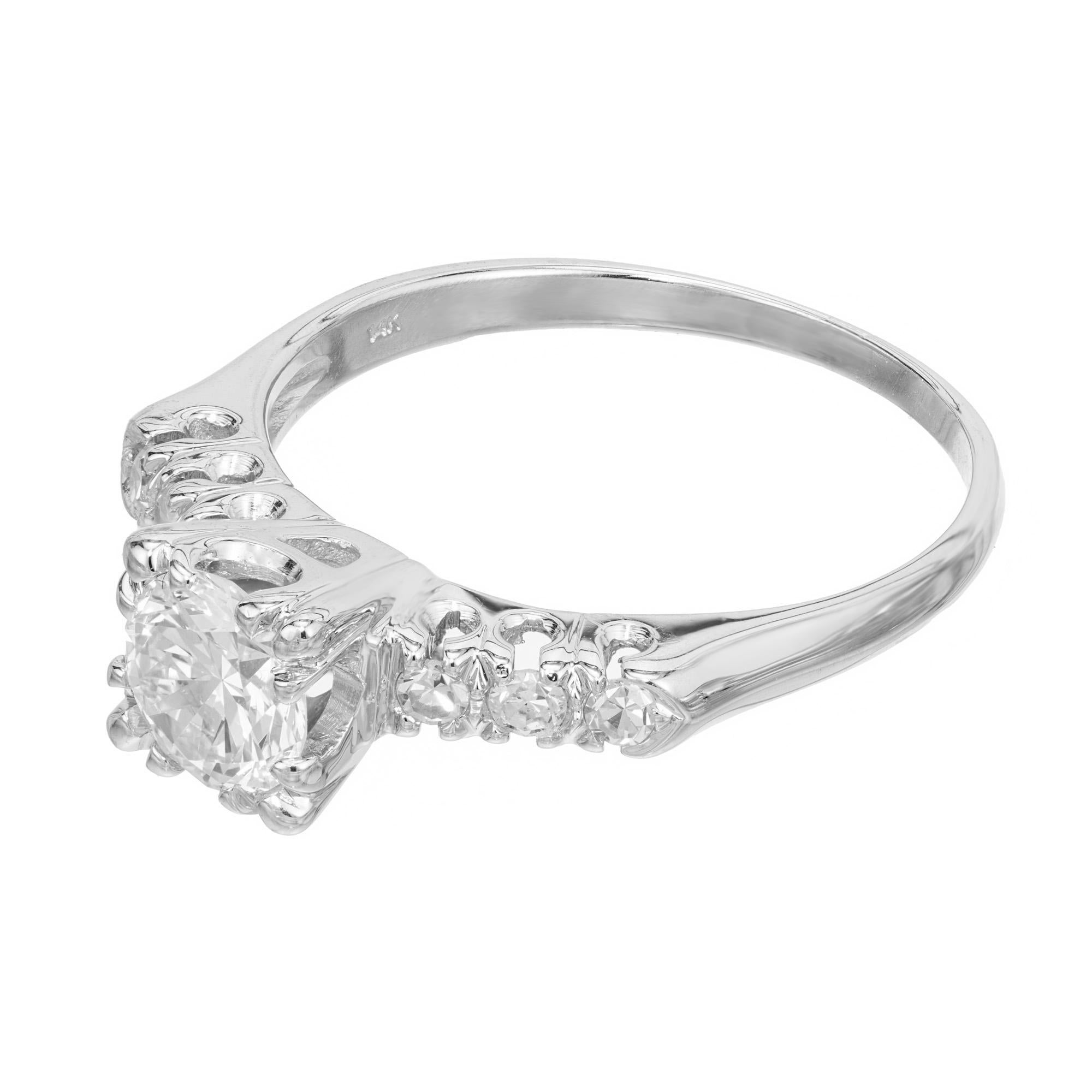 Round Cut EGL Certified .65 Carat Round Brilliant Cut Diamond White Gold Engagement Ring  For Sale