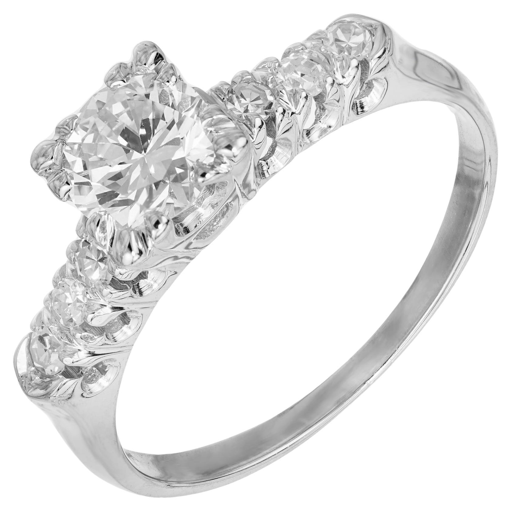 EGL Certified .65 Carat Round Brilliant Cut Diamond White Gold Engagement Ring 