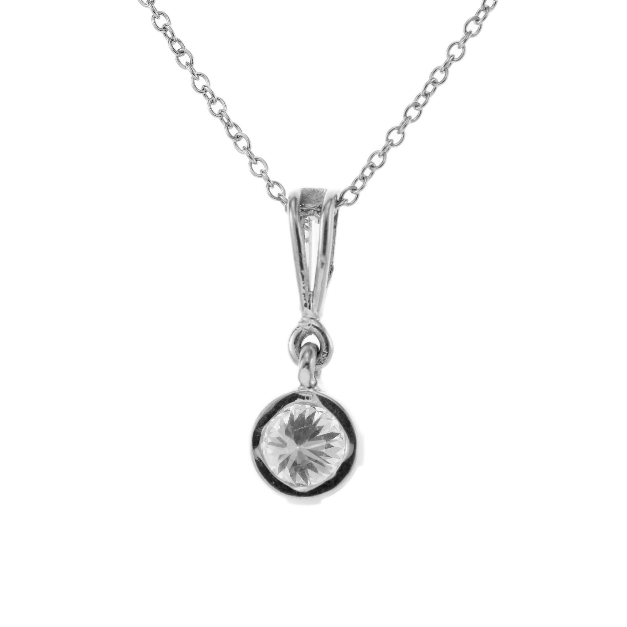 Round Cut EGL Certified .68 Carat Diamond Platinum Pendant Necklace
