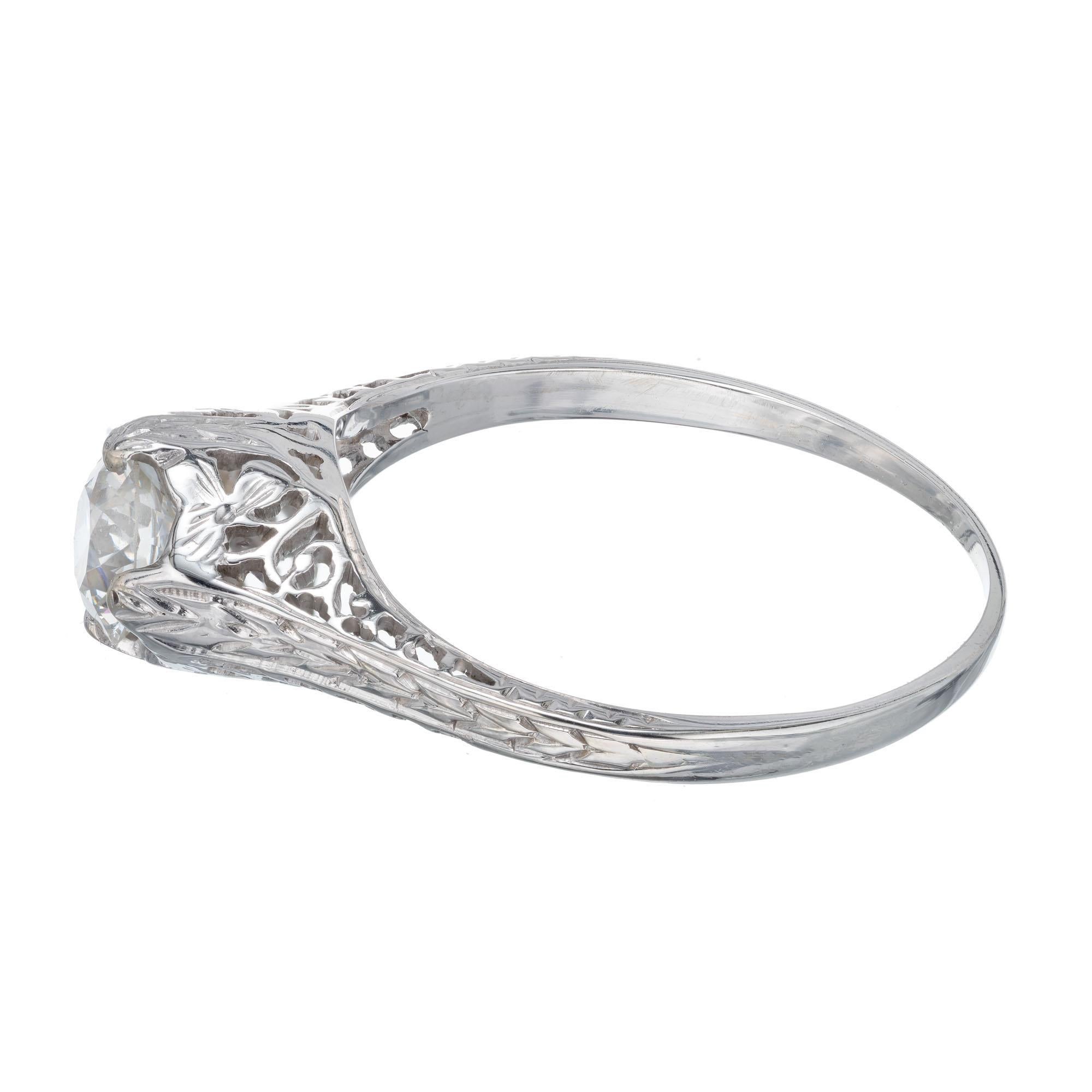 EGL Certified .70 Carat Diamond White Gold Art Deco Engagement Ring In Excellent Condition For Sale In Stamford, CT