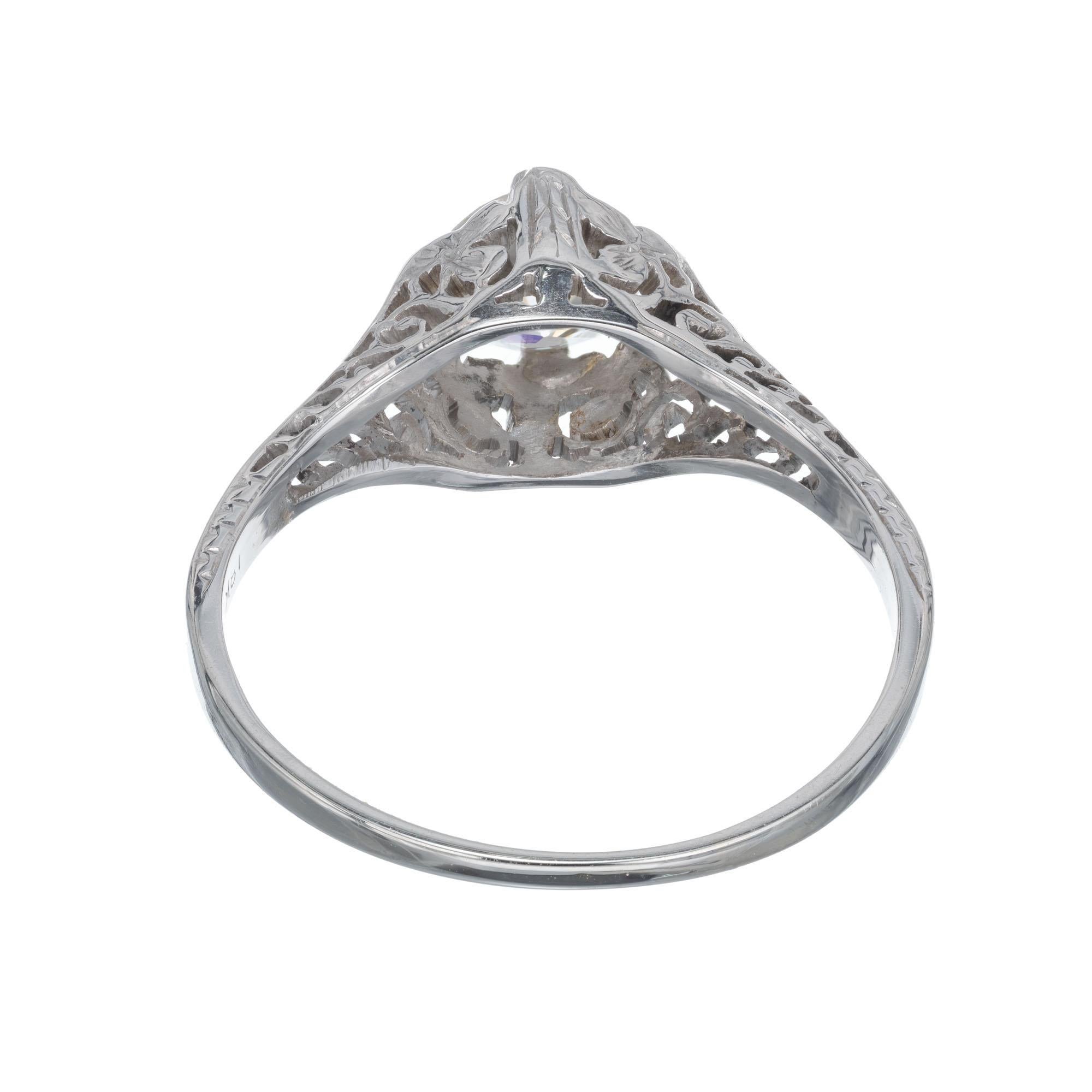 Women's EGL Certified .70 Carat Diamond White Gold Art Deco Engagement Ring For Sale