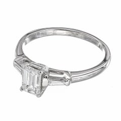 EGL Certified .73 Carat Diamond Platinum Three-Stone Engagement Ring
