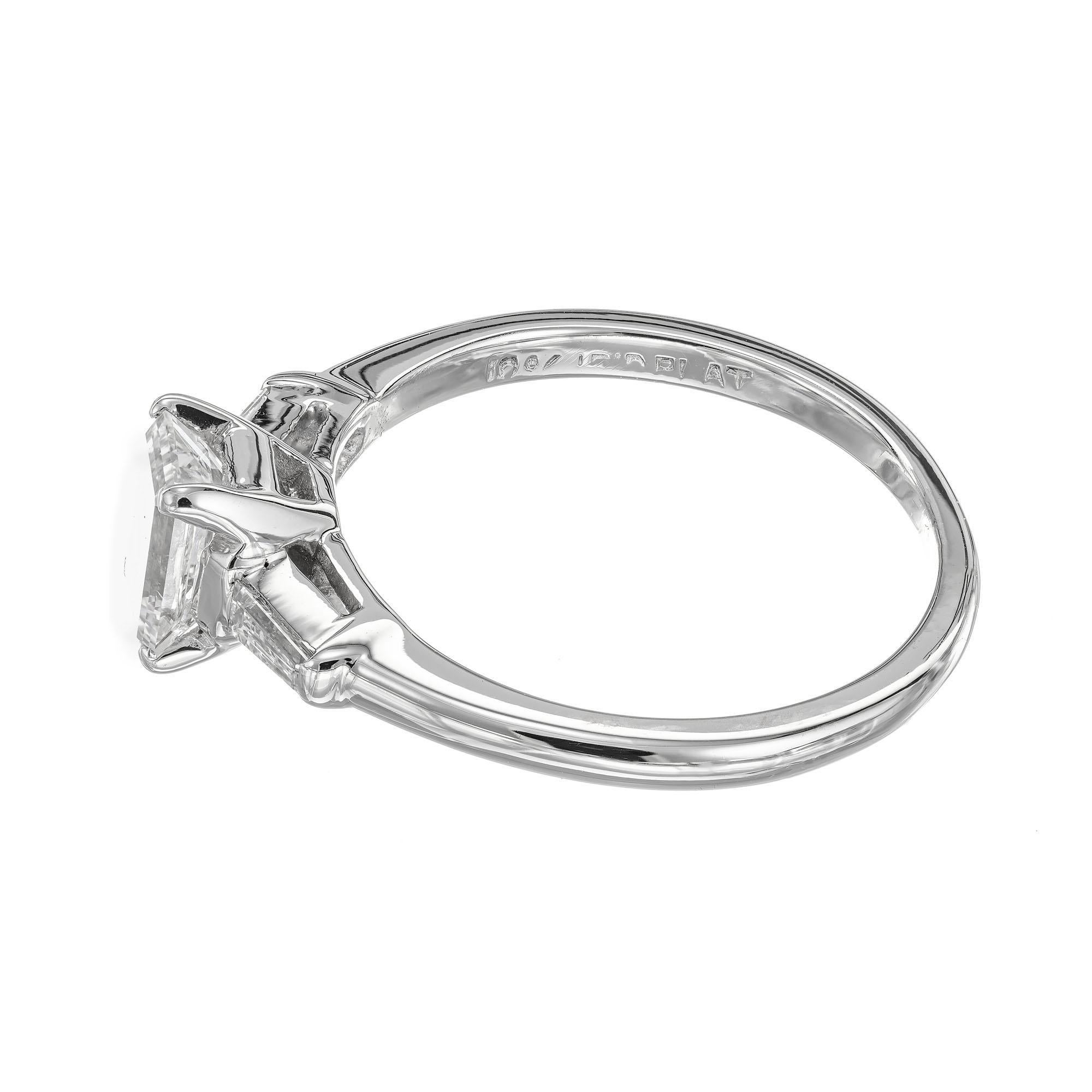Women's EGL Certified .73 Carat Diamond Platinum Three-Stone Engagement Ring For Sale